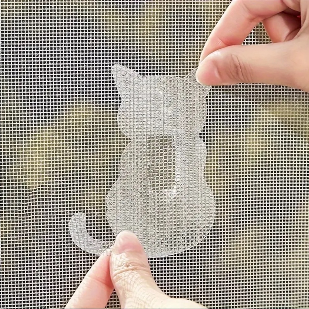 Kitty Cat Shaped Screen Repair Patch Home Decor Self Stick, 4 pcs
